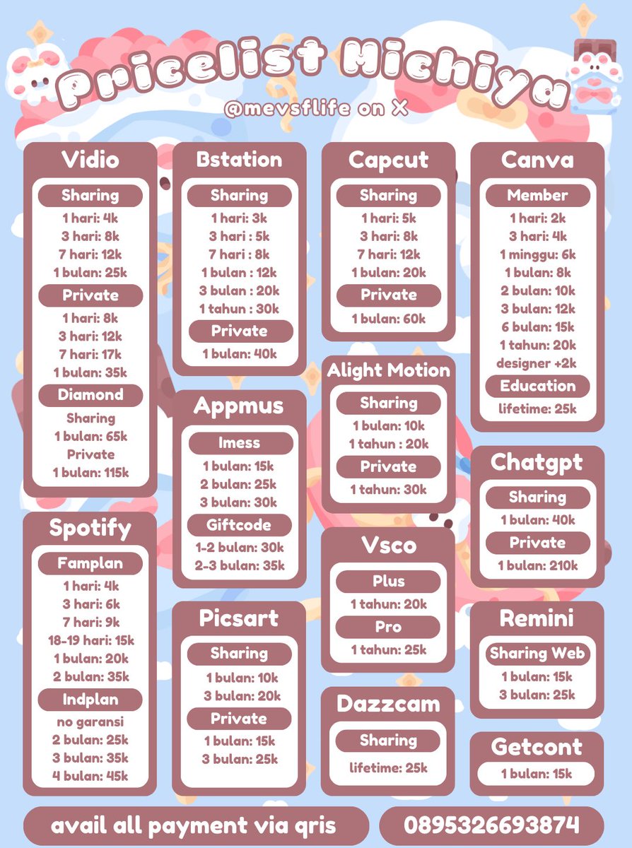 Ada di @mevsflife nih! Dijamin fastrespon dan langsung proses after payment. Order bisa langsung ke wa yaa 🙌🏻 
☎️ tiny.cc/michiya-wa