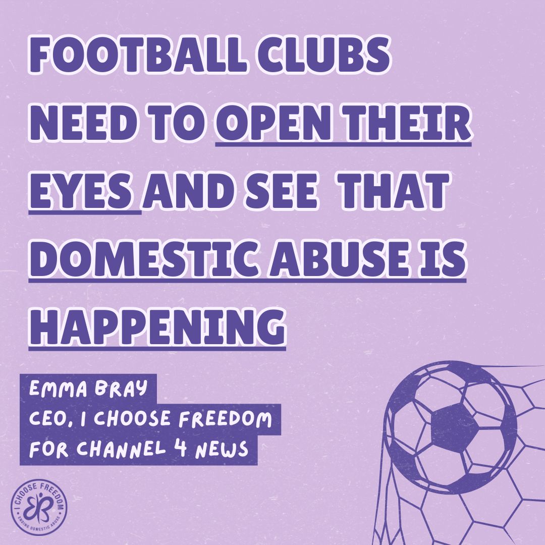 IChooseFreedom_'s tweet photo. Our CEO bravely shared with @Channel4News how her abuser would use football as an excuse, and how detrimental it has been to her enjoyment of the sport. 

Watch Emma explain how football clubs can help put an end to domestic abuse

https://t.co/t5kqMZakjX https://t.co/iwfhzPUmaK