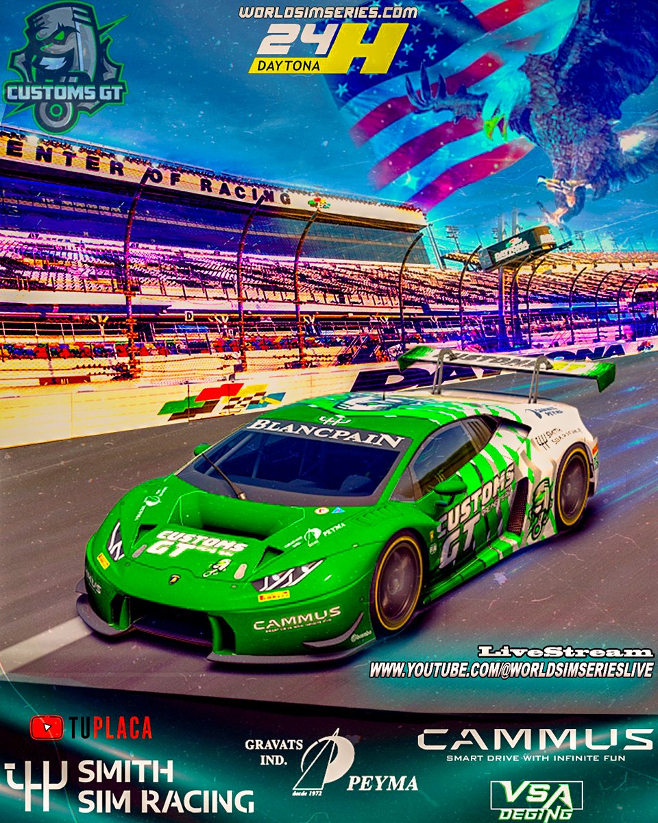 #DiaDeCarrera

🏆24H de Daytona de las <a href="/worldsimseries/">World Sim Series</a>

🕹 Assetto Corsa
🛣 Daytona

👤 <a href="/PoloRacing2/">PoloRacing</a>
👤 <a href="/JavierM04534086/">JaviMC</a>
👤 <a href="/Vilxess/">CGT_Vilches</a>
👤 <a href="/juanreina93/">juan M. Reina</a>
👤 #PauValls

🚘 Lamborghini Huracan GT3

🖌 <a href="/Tudor_vm/">Tudor_vm</a> 

⏰️ 14:00
📺 YouTube.com/watch?v=Y7oKmp…