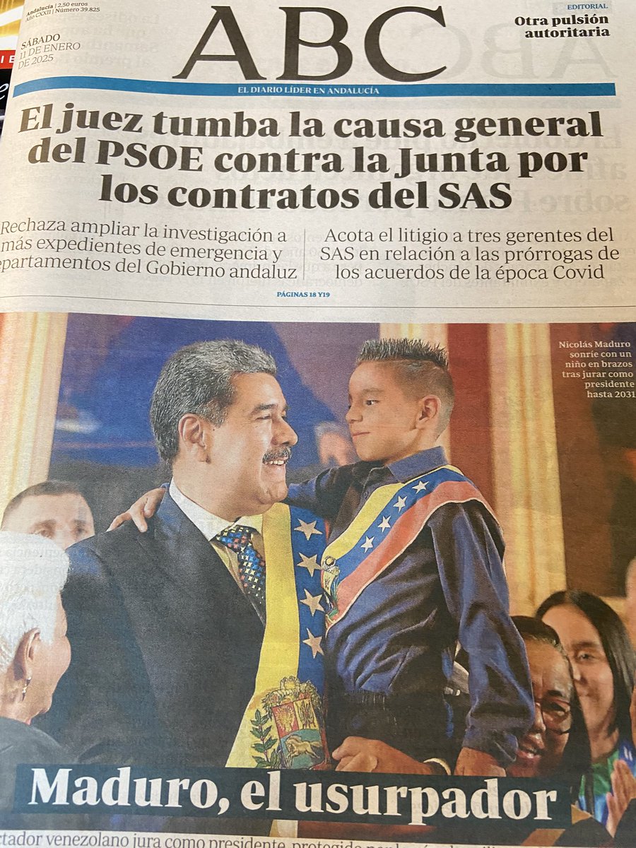 Larga cobertura en el ABC de hoy sobre el Golpe de Estado renovado ayer por Nicolás Maduro. Llamando las cosas por su nombre 👏
