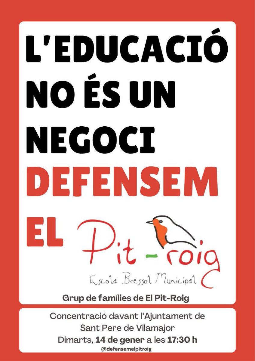 VallesOrCGTedu's tweet photo. L'ajuntament de #SantPereVilamajor, en mans de @JuntsXCat i @socialistes_cat pretén privatitzar la gestió de l'escola bressol del poble "perquè és deficitària"

Des de quan els serveis a les persones que paguem amb nostres impostos són deficitaris?
#VallèsOriental

CONVOCATÒRIA👇 https://t.co/JfTbqA4Bhf