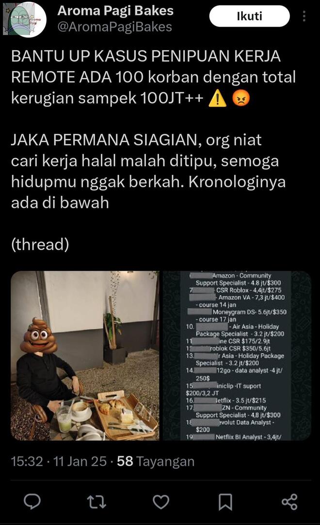 tanyarlfes's tweet photo. 💚 guys boleh bantu ramein ga ya threadnya, hati² ya guys kalo ada tawaran kerja di LN dari yg bersangkutan, karena yg ketipu ga 1/2 org aja, TIA yg udah mau bantu🫶🏻 https://t.co/zXWsZVNViM