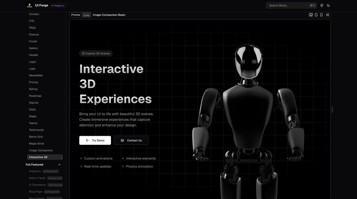 Sagar__Dev's tweet image. 🎉 UIForge – The Open-Source UI Powerhouse for Stunning, Responsive Web Interfaces! Built with Next.js, TypeScript, Shadcn/ui, and Framer Motion.

 ui-forge.vercel.app 

Share it with your developer friends so that they can build startups quickly.
Thanks
#startup #websites