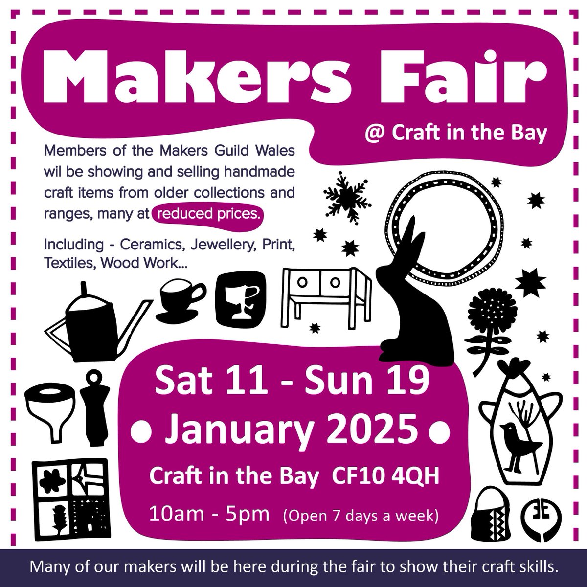 MakersWales's tweet photo. #MakersFair2025
Opening today at 10am!
Grab a bargain direct from our makers!
11-19 January 10-5 each day.
#craft #craftsale #buyfromthemaker #grababargain #makersclearout https://t.co/Zkuq8jXGVi