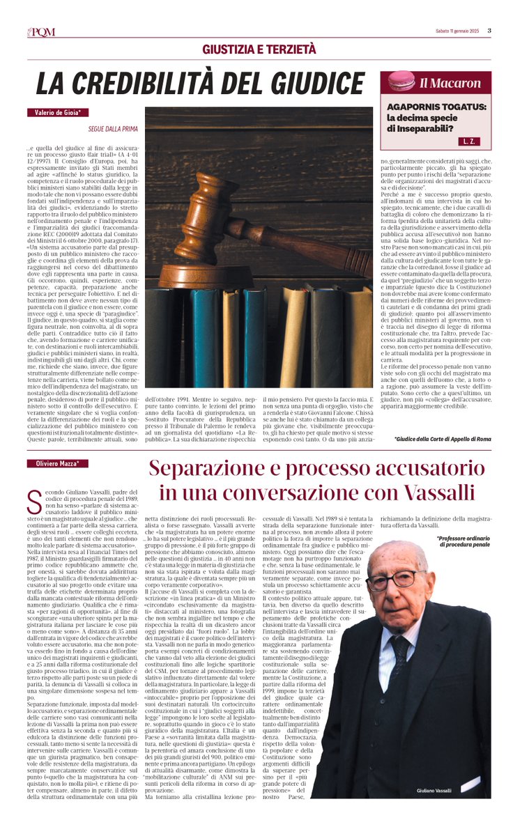gdcaiazza's tweet photo. Tre magistrati italiani spiegano perché è necessaria la separazione delle carriere; il prof. Pinto di Albuquerque spiega come funziona (benissimo!) il sistema portoghese (che è quello adottato dalla riforma in discussione in Italia); e per concludere, Giuliano Vassalli che, nel 1987, alla vigilia dell’entrata in vigore del nuovo codice di procedura penale, spiegava che però, senza la separazione delle carriere, non avrebbe mai potuto funzionare davvero. Un numero davvero imperdibile di PQM. Buona lettura!