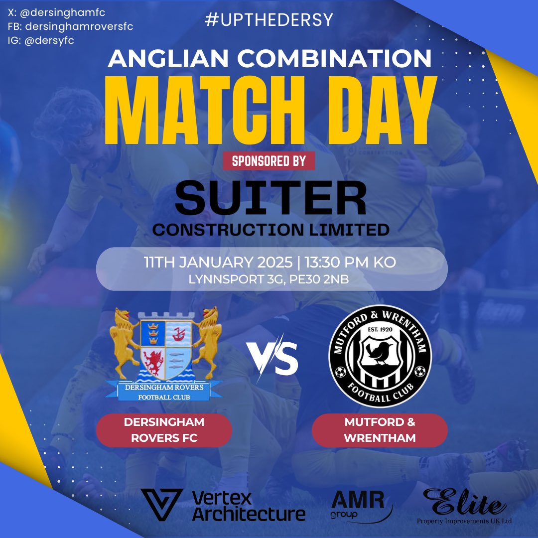 Dersingham Rovers FC (@dersinghamfc) on Twitter photo GAME DAY π₯Ά
Itβs a change of venue today as we host Mutford & Wrentham at Alive Leisure on the 3G!
Wrap up warm and come watch an exciting 4th vs 5th!
Onsite teaβs and coffee available inside the centre βοΈ <a href="/BarnesPrint/">Barnes Print (E.A) Ltd</a> programmes available!
#UPTHEDERSY πππ€ GAME DAY π₯Ά
Itβs a change of venue today as we host Mutford & Wrentham at Alive Leisure on the 3G!
Wrap up warm and come watch an exciting 4th vs 5th!
Onsite teaβs and coffee available inside the centre βοΈ <a href="/BarnesPrint/">Barnes Print (E.A) Ltd</a> programmes available!
#UPTHEDERSY πππ€