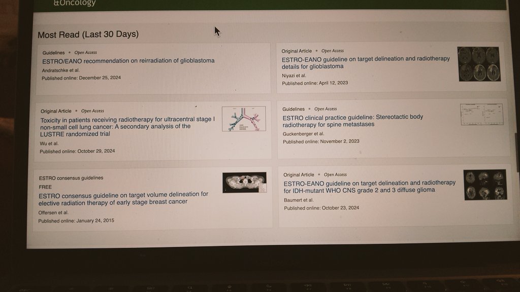 Four CNS guidelined on RT for GBM, Spine, IDH-mut gliomas, and reirradiation are most read (last 30 days) on <a href="/RO_GreenJournal/">Radiotherapy & Oncology</a> . Improving the quality of our treatments means better outcome and QOL for our pts
<a href="/ESTRO_RT/">ESTRO</a> 
<a href="/EANOassociation/">EANO</a> 
<a href="/MaxNiyazi/">Max Niyazi</a>
<a href="/Mat_Guc/">Matthias Guckenberger</a> 
<a href="/alongi_filippo/">Filippo Alongi</a>