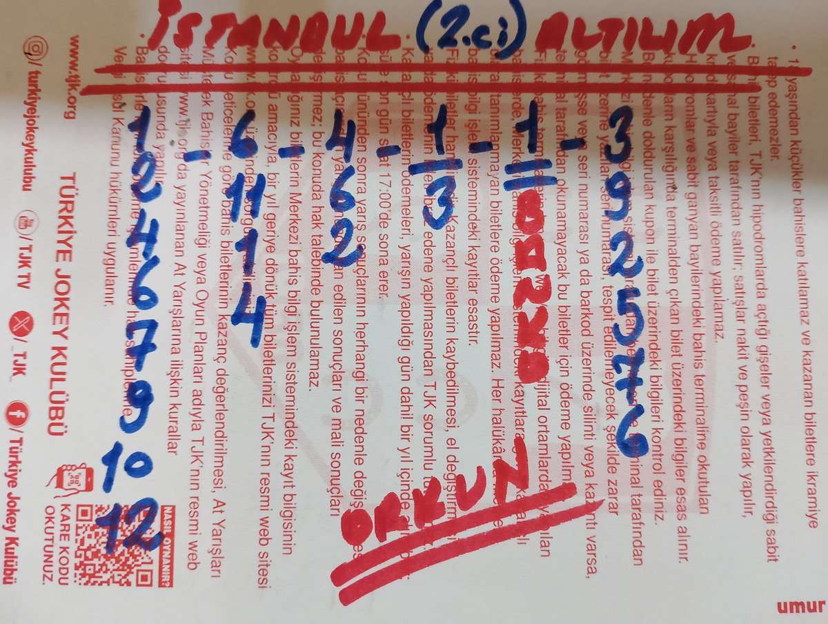 AsitOrkun's tweet photo. İstanbul 2ci altılım herkese açık paylaşılmıştır bol şanşlar dilerim kral👑 tahmin...... https://t.co/wu0DHtLK1k