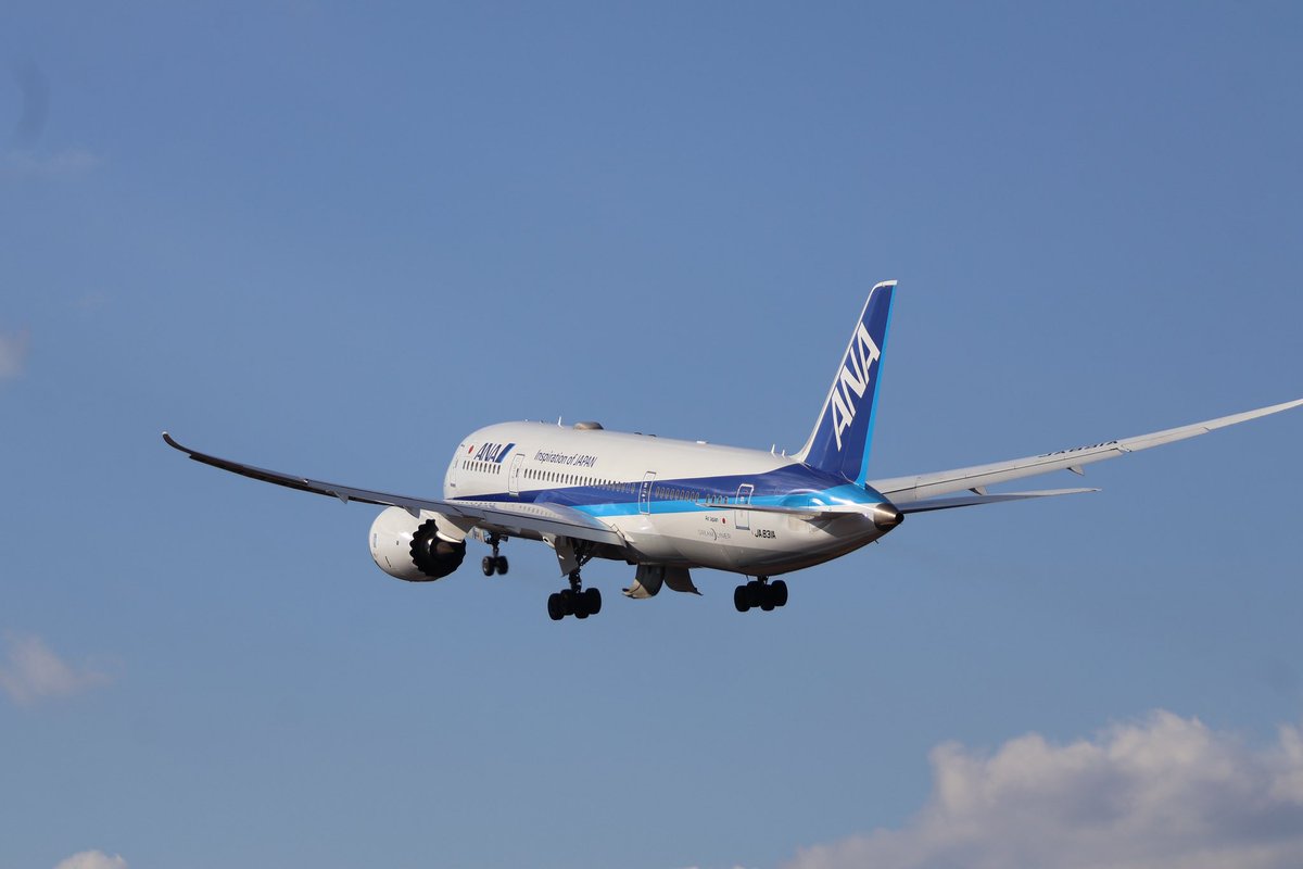 Aldebaran114's tweet photo. こんばんは🌆
今日はANAさんのB787が来るようだったので空活に高松空港へ行きました。
シュッとしててかっこいいです😎

#ANA #B787 #78M #JA831A 
#高松空港　#TAK https://t.co/r1ryFmZmJD