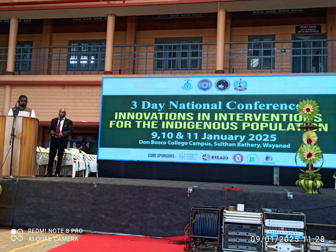 nvcmenon's tweet photo. It was a great pleasure for me to deliver the Keynote Address at the 3 Day National Conference on "Innovations in Interventions for the Indigenous Population" on 9th January 2025 organised by #IMHANS in collaboration with @NIMHANS_BLR &amp; Don Bosco College, Sulthan Bathery, Wayanad https://t.co/F6NbPllHAv