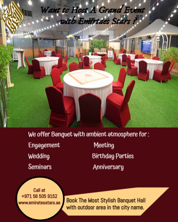 StarsEmirates's tweet photo. Exceptional Celebrations Starts with Emirates Stars Hotel Apartment  Banquet hall with beautiful outdoor area ✨

Call now for reservations
+971 56 505 9152

#banquethall #outdoorarea #grandevents #emiratesstarshotelapartment https://t.co/kNumIAabUG