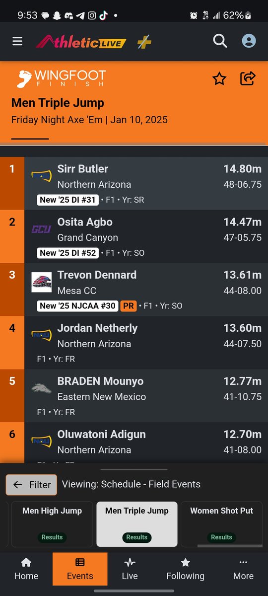 CoachButler25's tweet image. My son and former @whitney__TF great @sirrbutler opens his senior indoor season @NAUTrackFieldXC with a great triple jump series to get his first ever W! Great start to the season. That 50 is coming!! @WhitneyCats #WHSUnleashed