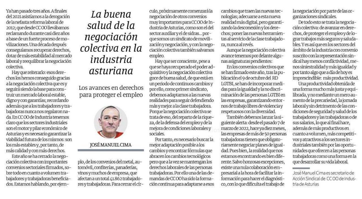 💪 La negociación colectiva es clave para garantizar derechos y empleo en Asturias.
Desde  CCOO Industria Asturias, seguimos trabajando por:
✔️ Igualdad en las empresas.
✔️ Estabilidad laboral y desconexión digital.
✔️ Adaptación a los cambios tecnológicos.
✊ Avanzamos contigo.