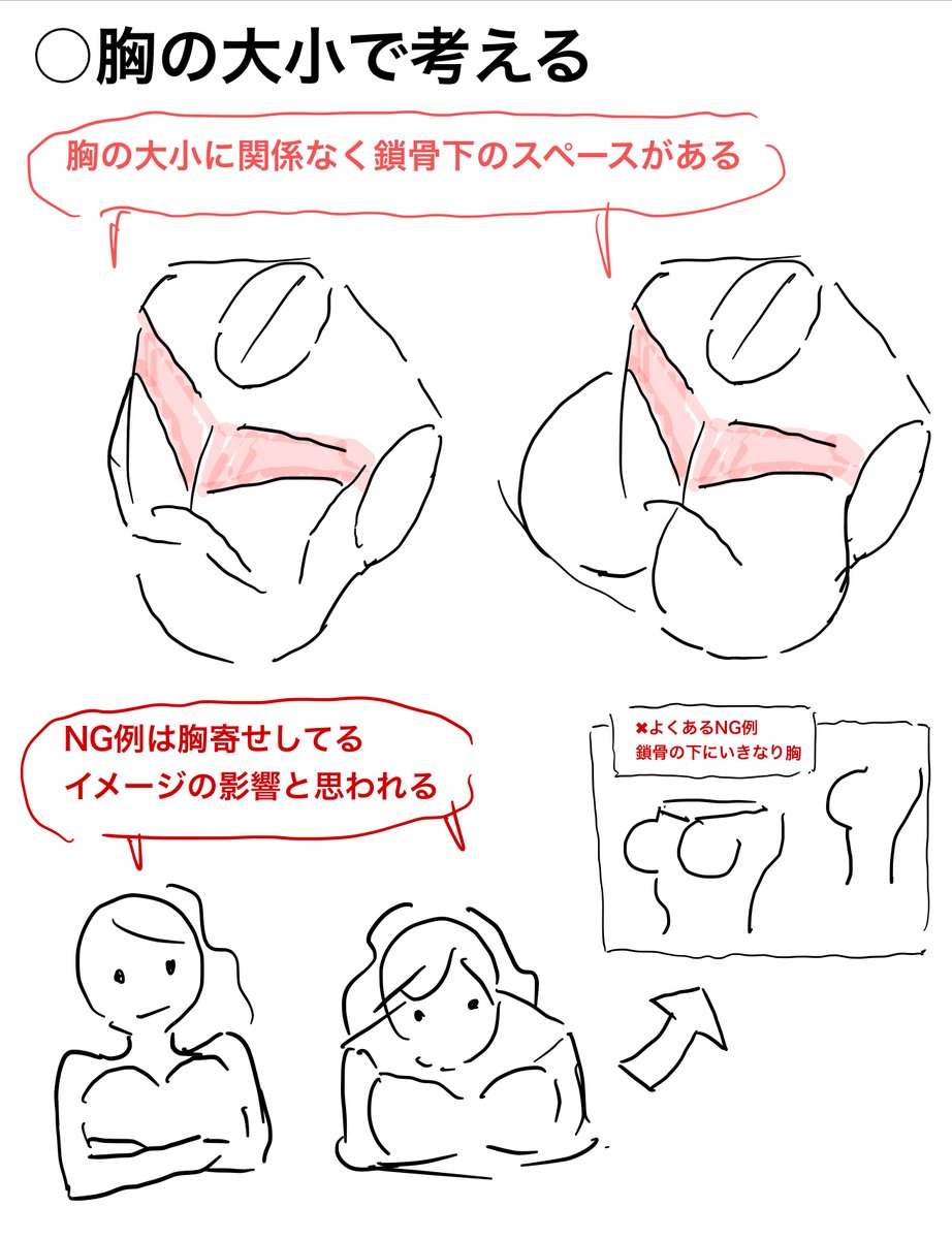 ムネ、胴体の描き方まとめ 