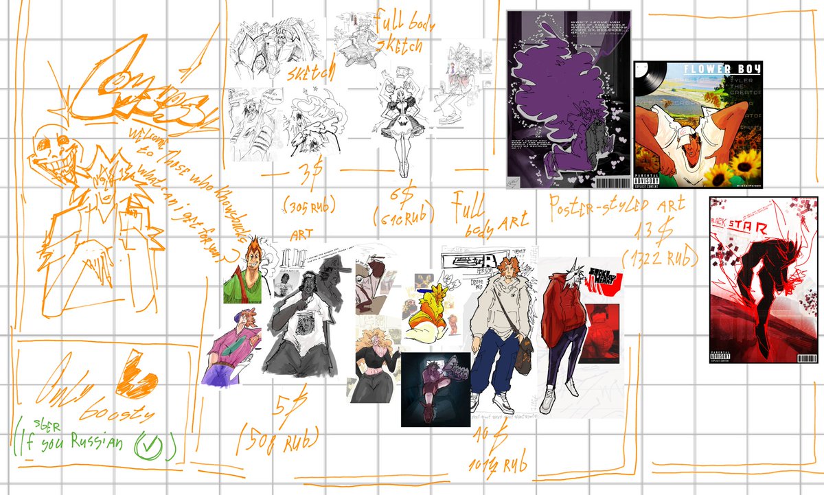 7ynt85's tweet image. Don't know if did this too early,but..
COMMISSIONS ARE OPEN
Can draw OC,just characters and I kinda like to draw logos,letters/stylize my artworks in any way
-Full body sketch for 6$
-Full body art for 10$
DON'T DRAW
-NSFW
-Mechas
-Complex backgrounds
dm me if you interested ig