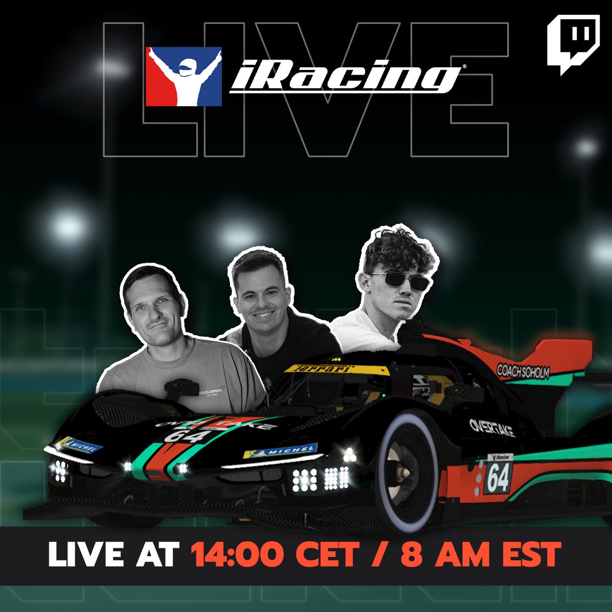OverTake (@overtake_gg) on Twitter photo Join us on Twitch today when we race in the "Simracing 4 Good" Charity Event by <a href="/DaveGaming73/">Dave Gaming</a> - It will be 6H Daytona in the Ferrari 499P with <a href="/MichelOverTake/">Michel | OverTake</a> , Yannik & <a href="/MarkusSoholm/">Markus Søholm</a> in <a href="/iRacing/">iRacing</a> !
➡️ Funraising: betterplace.org/de/fundraising…
➡️ Livestream:
twitch.tv/overtake_gg Join us on Twitch today when we race in the "Simracing 4 Good" Charity Event by <a href="/DaveGaming73/">Dave Gaming</a> - It will be 6H Daytona in the Ferrari 499P with <a href="/MichelOverTake/">Michel | OverTake</a> , Yannik & <a href="/MarkusSoholm/">Markus Søholm</a> in <a href="/iRacing/">iRacing</a> !
➡️ Funraising: betterplace.org/de/fundraising…
➡️ Livestream:
twitch.tv/overtake_gg