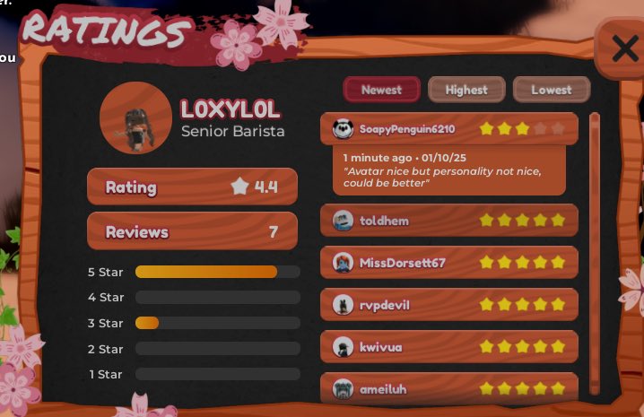 Compilation of the silliest reviews given out since we released the reviews update at Kanji’s Teahouse… 😭

#roblox #robloxdev