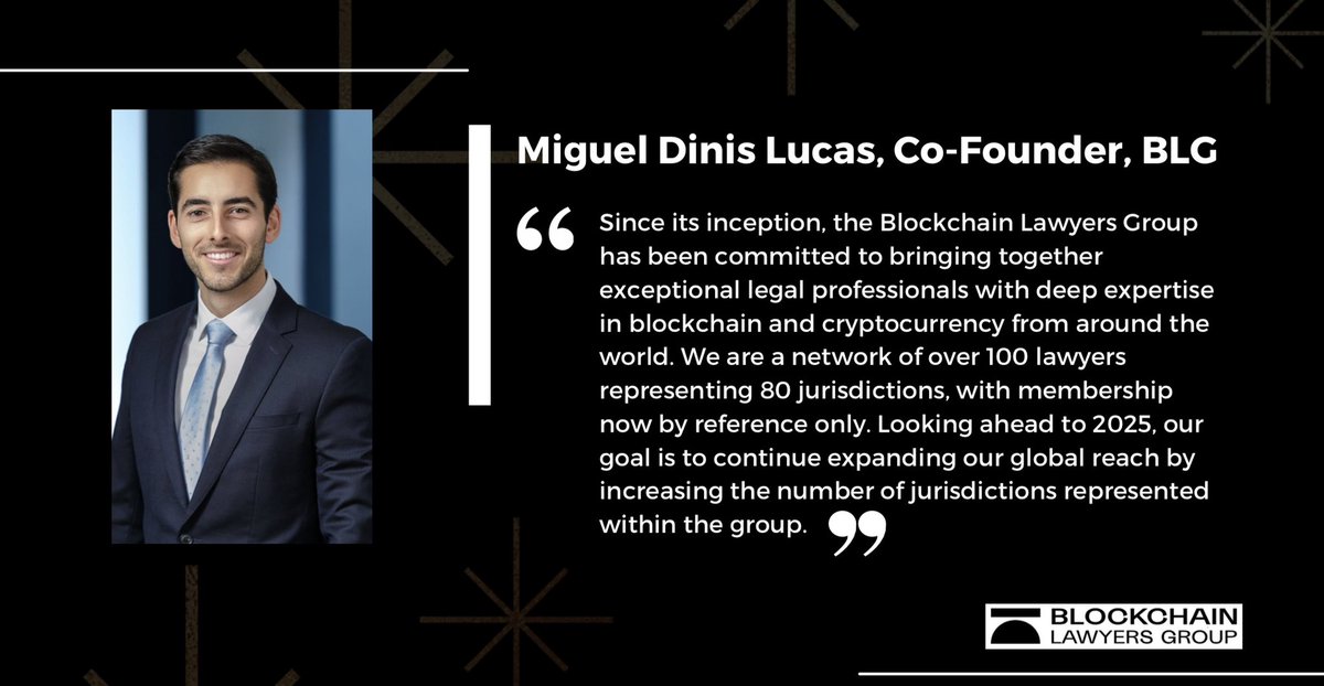 Blockchain Lawyers Group (@blockchainlg) on Twitter photo The Blockchain Lawyers Group wishes you a wonderful start to 2025, with our co-founder <a href="/MDLawyer_/">Miguel Dinis Lucas</a> 's vision for the year ahead.
.
.
.
.
#BlockchainLawyers #blockchainlaw The Blockchain Lawyers Group wishes you a wonderful start to 2025, with our co-founder <a href="/MDLawyer_/">Miguel Dinis Lucas</a> 's vision for the year ahead.
.
.
.
.
#BlockchainLawyers #blockchainlaw