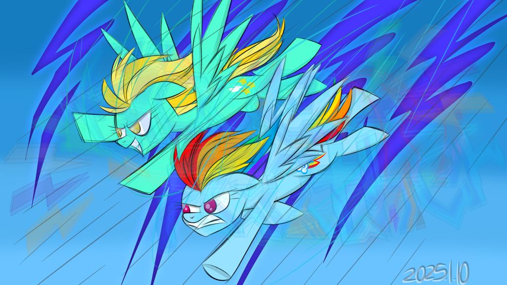 RYBF_FUHWMC's tweet photo. #MyLittlePony #RainbowDash #LightingDust https://t.co/BWvVvgPg4k