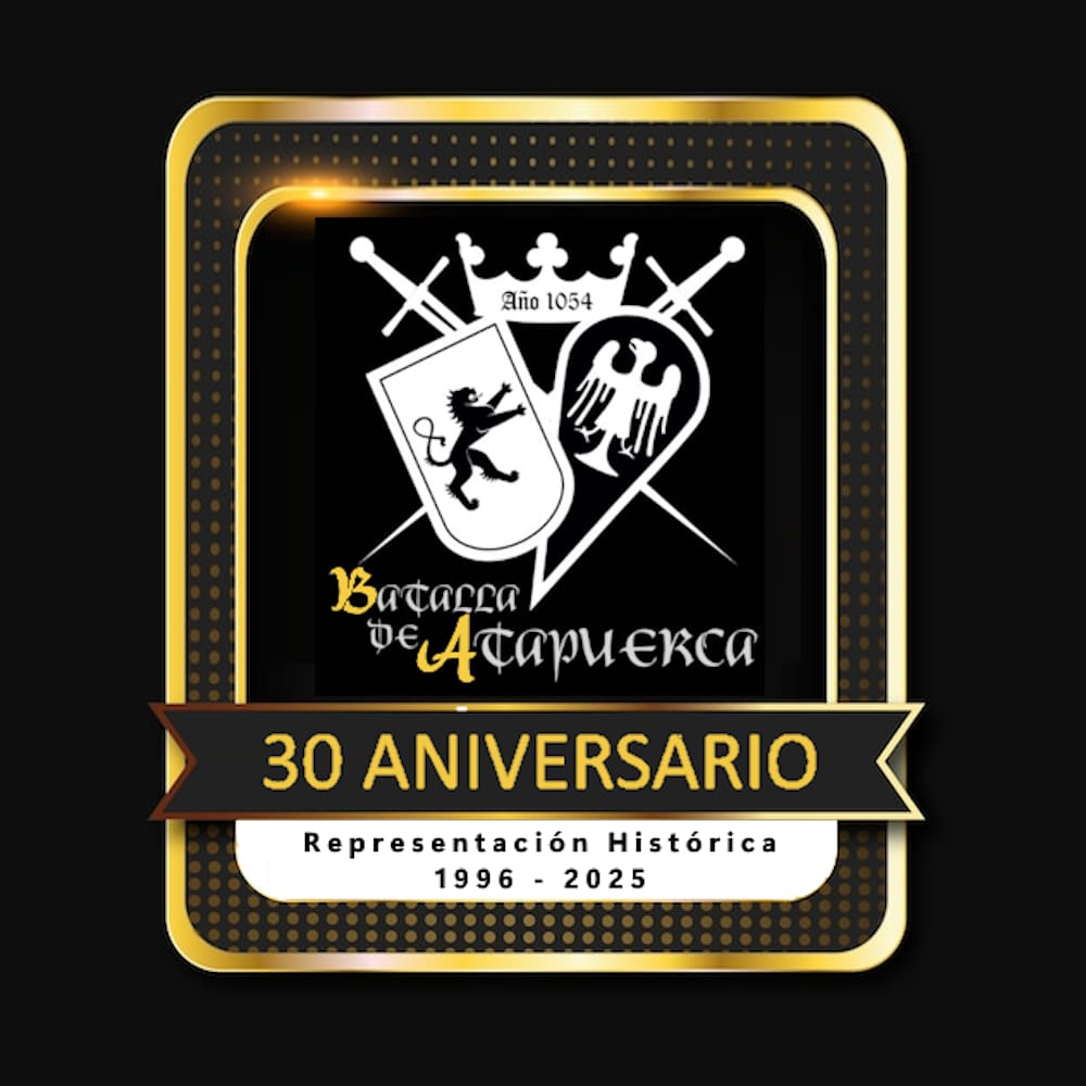 batallatapuerca's tweet image. Nuestro logo se viste de fiesta para celebrar que en 2025, la #BatalladeAtapuerca cumple 30 años ininterrumpidos de representaciones históricas, poniendo en valor el #PatrimonioInmaterial, la #Historia, la #Cultura y el #Turismo de #Atapuerca
#Burgos #CastillayLeón
#España ⚔️