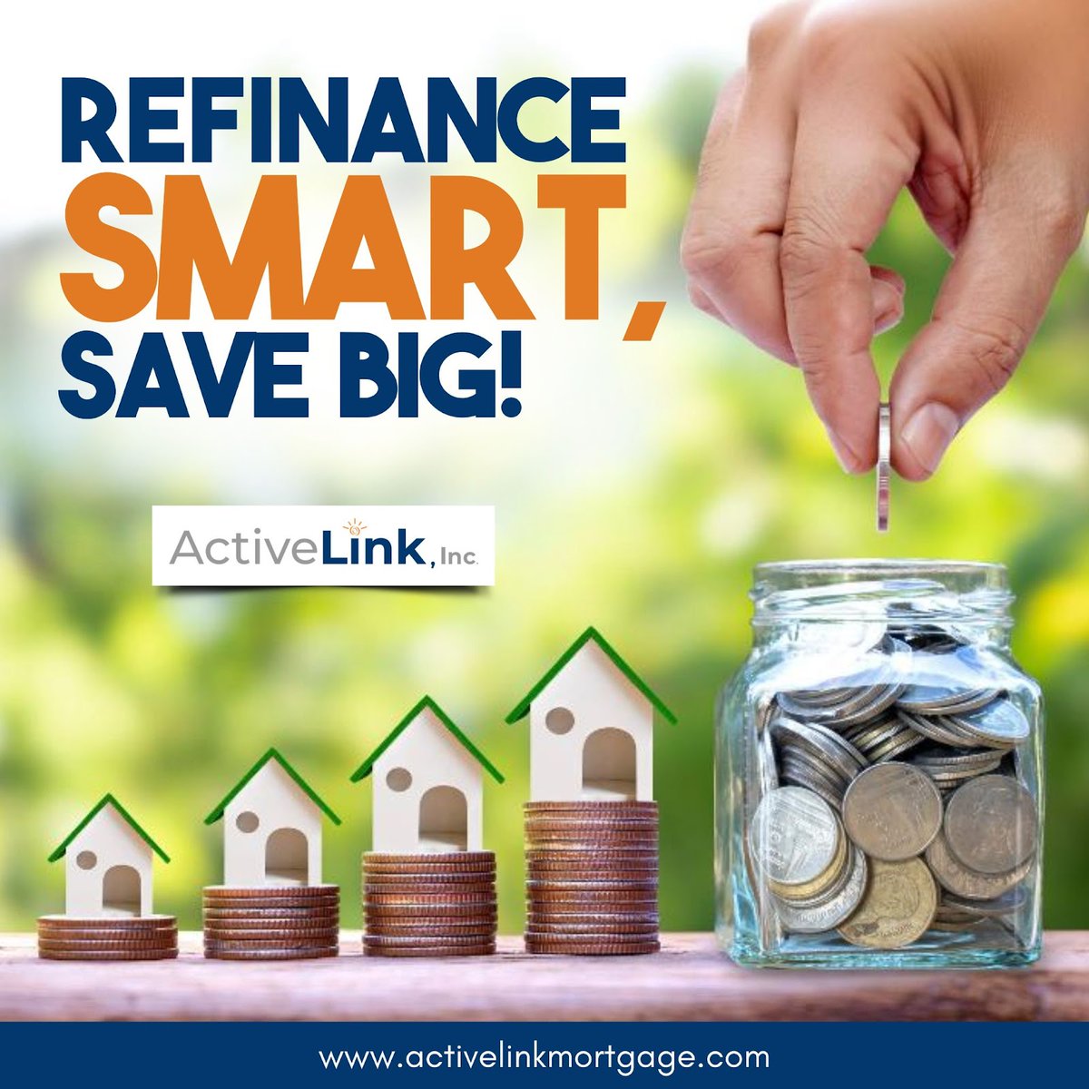 ActiveLinkInc's tweet image. Refinancing your mortgage could mean lower payments, quicker debt payoff, or freedom from high-interest rates. Let our experts at Active Link, Inc.
----
Visit activelinkmortgage.com 
.
#MortgageRefinance #RefinanceNow #LowerYourRates #HomeLoanOptions #DebtConsolidation