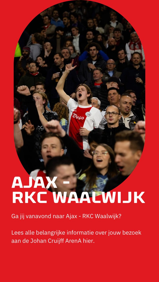 Ga je vanavond naar Ajax - RKC Waalwijk in de ArenA? Lees dan de bezoekersinformatie op onze website: johancruijffarena.nl/kalender/34198…