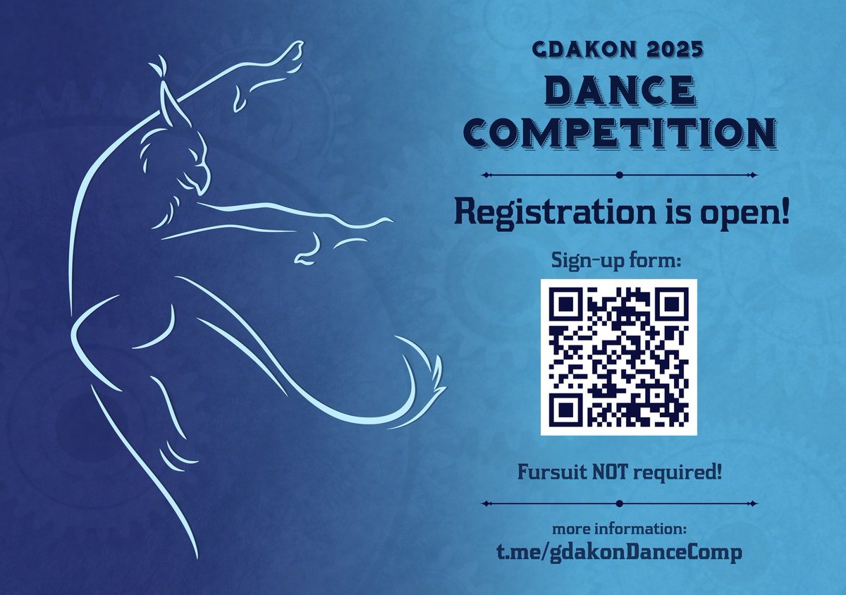 🪩 Gdakon 2025 Dance Competition registration 🪩

🕺🏽We're looking for dancers! If you ever wanted to take part in a dance event, now is your chance. 

Move your tail, show us what you've got!

📄 Sign-up form:
forms.gle/Pf4Gt231mHZeoP…