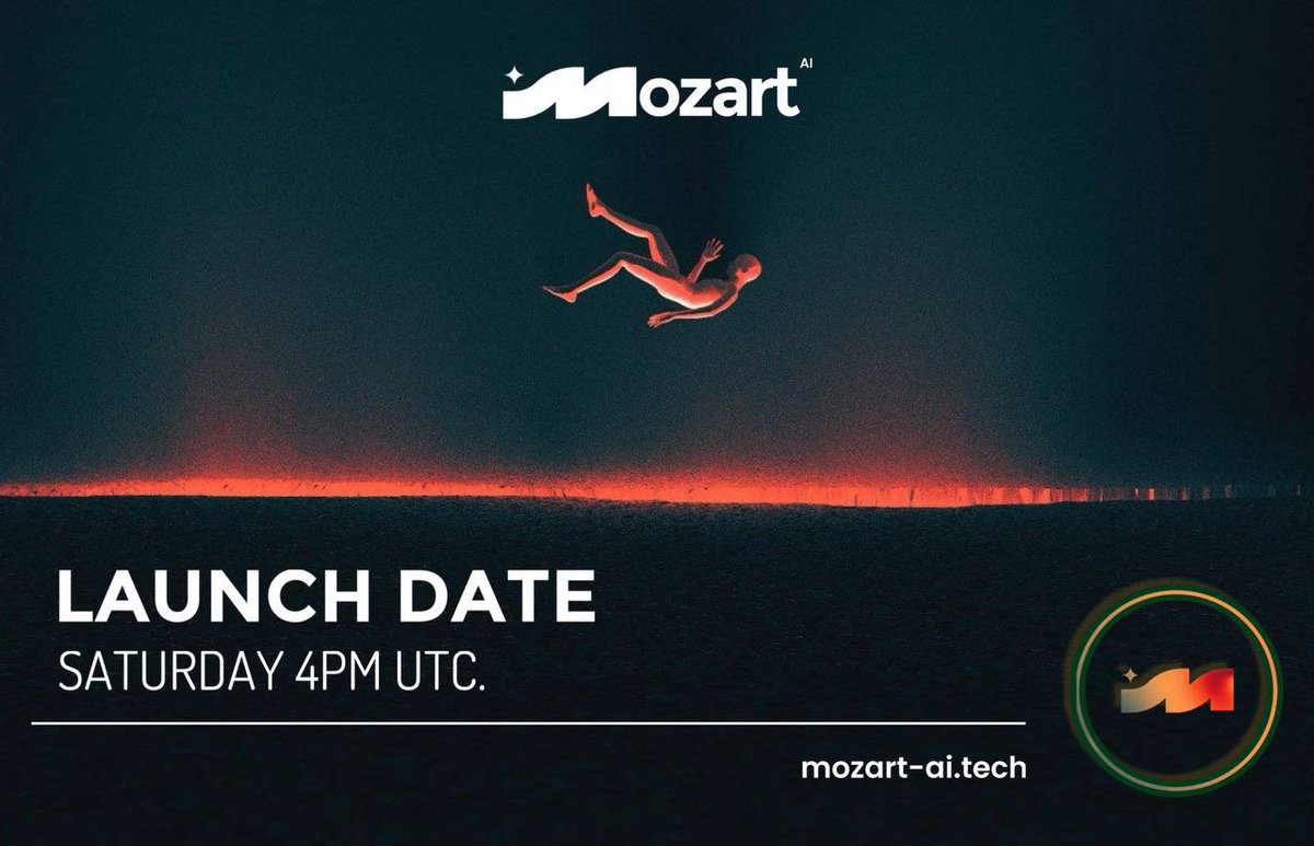 MozartAI_'s tweet photo. We’re thrilled to announce the official launch date of Mozart! 

January 11th, 4 PM UTC

Experience a new era of innovation, creativity, and seamless performance

Join the community to stay updated and not miss out!
https://t.co/yIYZrMf6nr https://t.co/o90lgchCvT