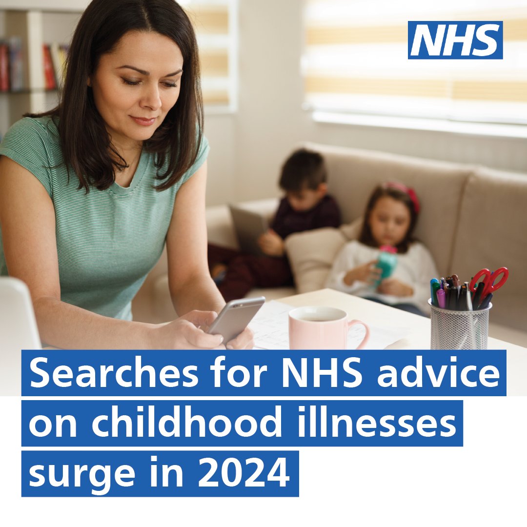 New NHS data has shown a surge in online searches for NHS advice on common childhood illnesses during 2024.  

Five of the ten most visited health conditions on the NHS website last year mostly affect children. Read more. england.nhs.uk/2025/01/search…