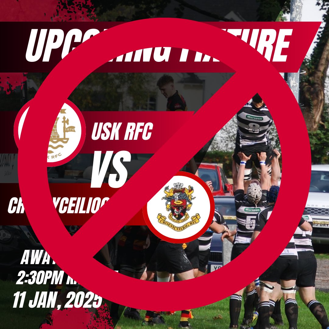 ❌ Game Update ❌

Unfortunately, today’s match against <a href="/CroesyRFC/">Croesyceiliog RFC</a> has been postponed due to a frozen pitch ❄️

#UskRFC #MatchUpdate