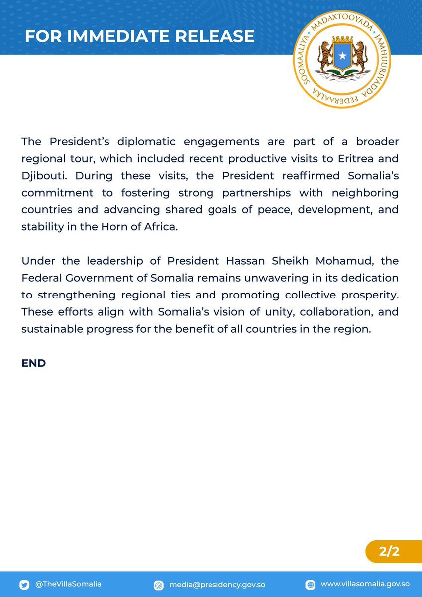Villa Somalia (@thevillasomalia) on Twitter photo His Excellency, President <a href="/HassanSMohamud/">Hassan Sheikh Mohamud</a>, embarks on a regional diplomatic tour, attending the CAADB Summit in Uganda. In addition to his engagement at the summit, President Hassan Sheikh will hold high-level bilateral meetings with His Excellency President Yoweri Museveni of His Excellency, President <a href="/HassanSMohamud/">Hassan Sheikh Mohamud</a>, embarks on a regional diplomatic tour, attending the CAADB Summit in Uganda. In addition to his engagement at the summit, President Hassan Sheikh will hold high-level bilateral meetings with His Excellency President Yoweri Museveni of
