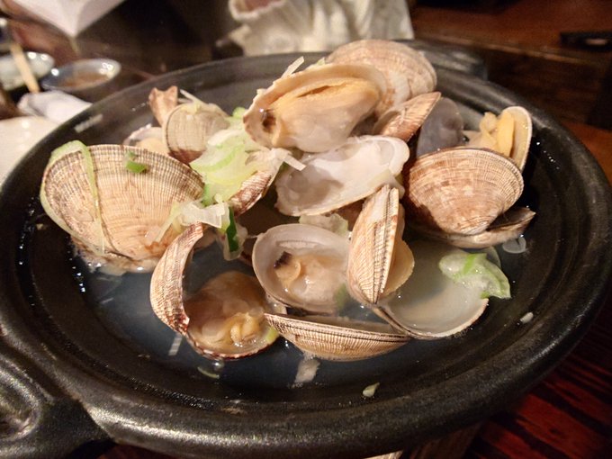 アサリ酒蒸しといぶりがっこチーズ 