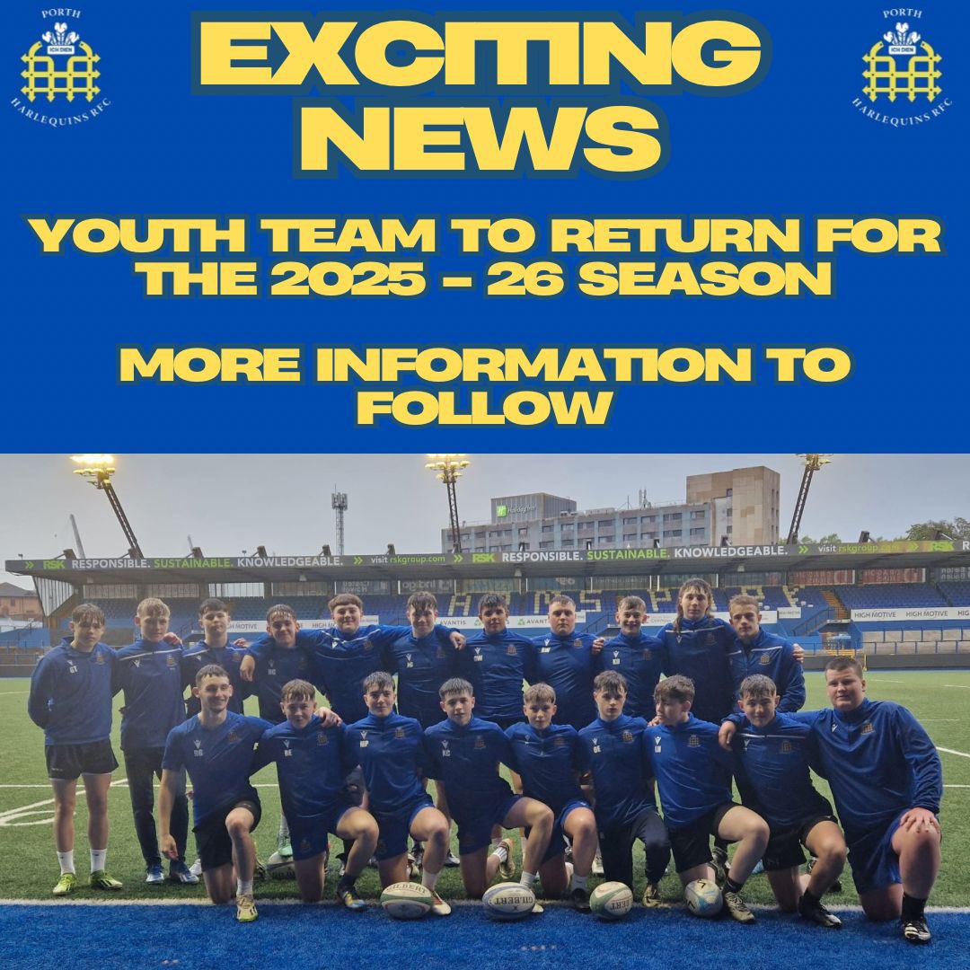 porthquinsrfc's tweet photo. BREAKING NEWS!!!!

Pleased to announce that our youth team will be returning for the 2025-26 season. 

More information will follow, but feel free to contact us across social media with any questions 🔶🔷🏉 https://t.co/6jwKg1tF71