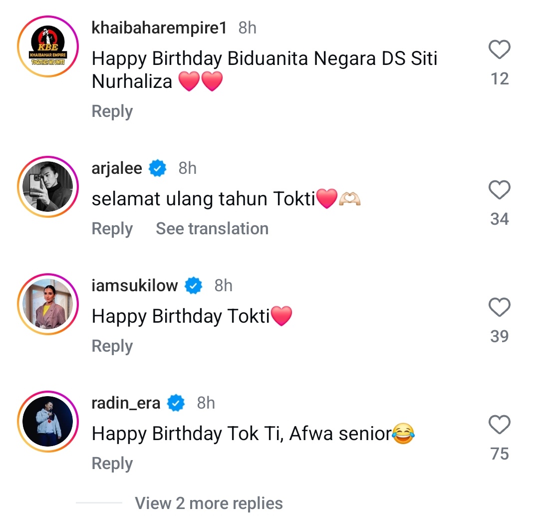 smhasri81's tweet photo. #SitiNurhaliza 
#HappyBirthdaySitiNurhaliza 
Antara retis yg widh happy besday pada Siti Nurhaliza di IG.
Byk lagi tu...sapa rajin buatlah thread khas... https://t.co/dSZAYcAZbX