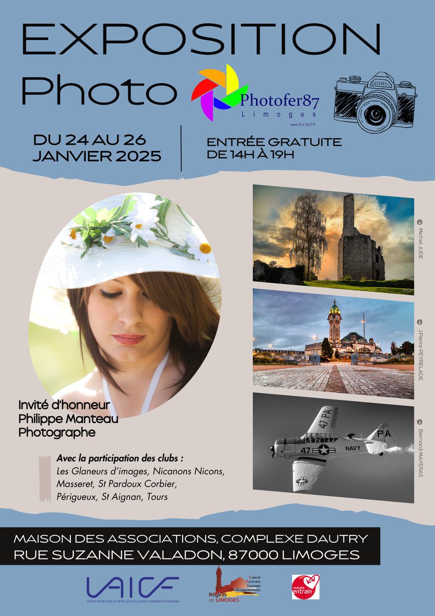 Capteur87's tweet photo. @photofer87 Expos à venir : JANVIER 2025 https://t.co/8Ca79pn6Fe