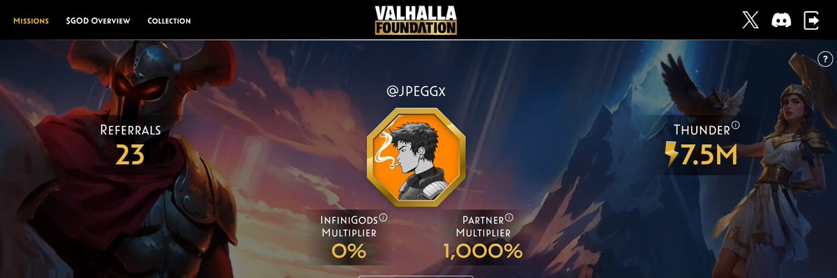 JPEGGx's tweet photo. @ValhallaFdn Road to Valhalla ends on January 16th.

$GOD is the ticker, and it's still not too late to rack up all your partner bonus points for all your holdings.

Here is the list of all the partners you can rack up points from