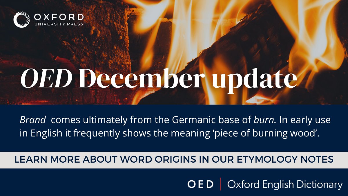 OED's tweet photo. A new sense of brand, meaning ‘a person's public image, persona, or manner of presentation, regarded as an asset’, has been added to the OED in our latest update. But have you ever thought about the origins of this word?

See more in our etymology note: https://t.co/sIKCJdhXzw https://t.co/97MWaxSWMz