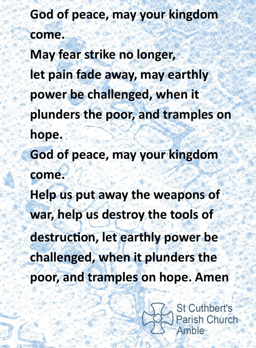 Prayer for peace Saturday 11th January 2025
As we look towards the New Year may we pray for the resolution of world wide conflict caused by the failings of humanity
“May your kingdom come”
#amblebythesea #bishopofnewcastle #ncldiocese #Northumberland