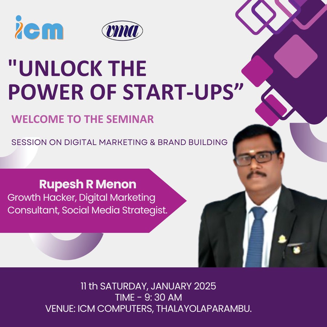 R3InfoSolutions's tweet photo. First Session in the year 2025‼️

Happy to interact with young minds.

Thankyou Management Association of Vaikom (VMA) and ICM Computers Thalayolaparambu.
#VMA #ManagementAssociation #ICMComputers #R3Infosolutions #LearnFromRupesh #StartUp https://t.co/ILK1eAaoAS