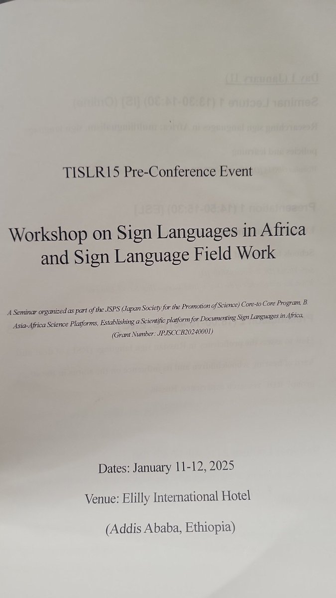 TISLR Pre-Conference workshop 
#TISLR15 
#Ethiopia 
#Addisababa