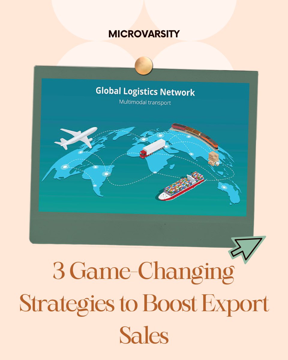 microvarsity's tweet photo. Need to boost export sales? 
Use these strategies and grow big: https://t.co/48lD1Ea0MB

#ExportTraining #BusinessGrowth #GlobalOpportunities https://t.co/lex84ISVlH