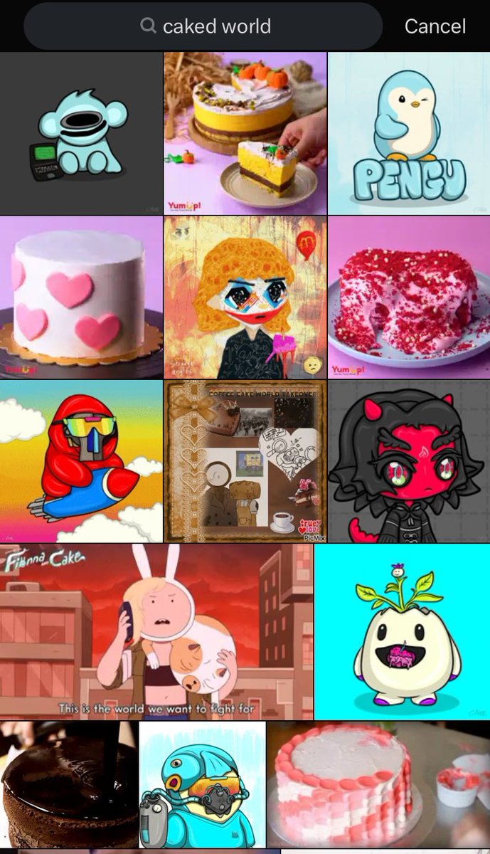 if you search caked world in gifs now you can find gifs i’ve created of the <a href="/thelittlepups/">Little Pups 🟧</a> <a href="/batzdu/">batzdu</a> <a href="/kemonokaki/">Kemonokaki</a> <a href="/MagicEden/">Magic Eden 🪄</a> <a href="/pudgypenguins/">Pudgy Penguins</a> <a href="/basedangelsbtc/">Based Angels</a> <a href="/bomefers/">BOMEFERS</a> &amp; more to use everywhere! 

send them to all your friends &amp; family 🪽

send them to strangers

i’ll be adding more in
