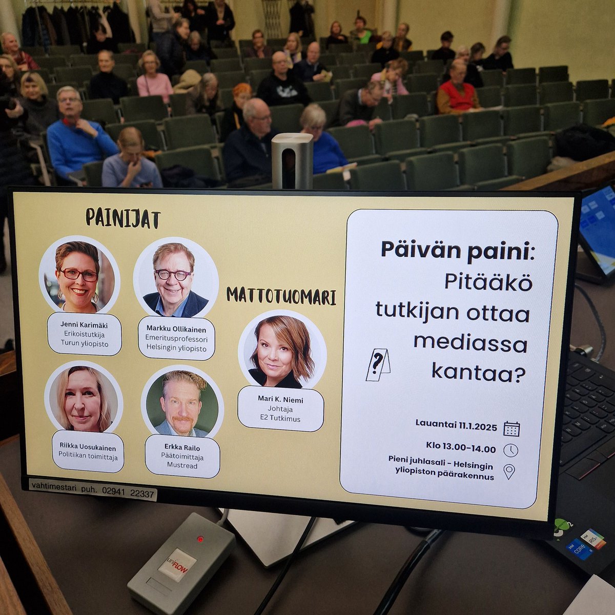 Mari K Niemi (@marikniemi) on Twitter photo Päivän paini <a href="/Tieteenpaivat/">Tieteen päivät</a> vedetty, loistavasti painittu kummaltakin joukkueelta! Hienot puitteet <a href="/helsinkiuni/">University of Helsinki</a> ja paikalla tarkkaavainen, huumorintajuinen yleisö. Kiitokset Riikka Uosukainen, Markku Ollikainen, <a href="/ErkkaRailo/">Erkka Railo 🇺🇦</a> ja <a href="/jennikarimaki/">Jenni Karimäki</a> Päivän paini <a href="/Tieteenpaivat/">Tieteen päivät</a> vedetty, loistavasti painittu kummaltakin joukkueelta! Hienot puitteet <a href="/helsinkiuni/">University of Helsinki</a> ja paikalla tarkkaavainen, huumorintajuinen yleisö. Kiitokset Riikka Uosukainen, Markku Ollikainen, <a href="/ErkkaRailo/">Erkka Railo 🇺🇦</a> ja <a href="/jennikarimaki/">Jenni Karimäki</a>