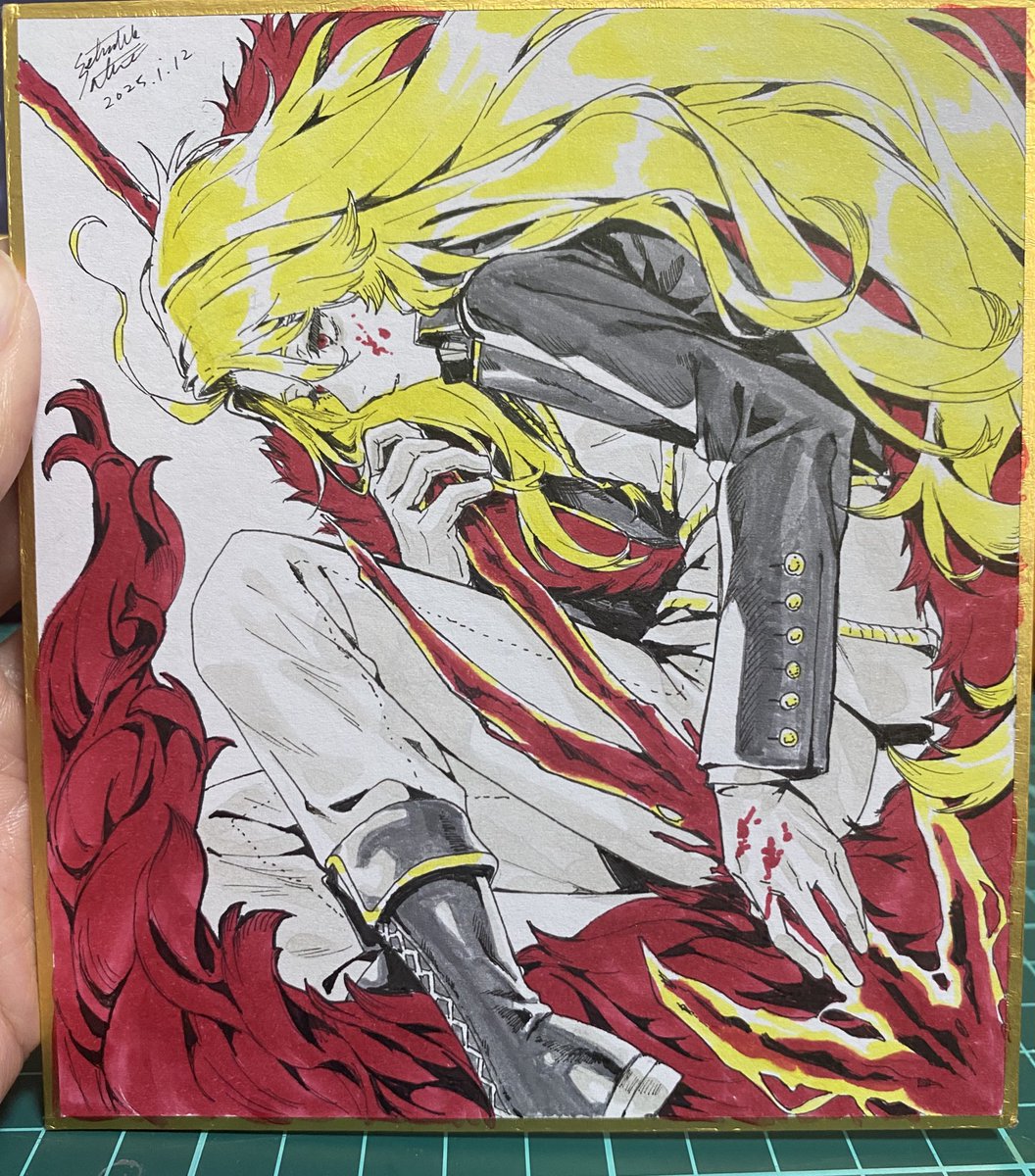 stm_o000's tweet image. そしてstmの色紙はこんな感じ！
どちらも当日頒布しますので、よければ見にきてね〜
