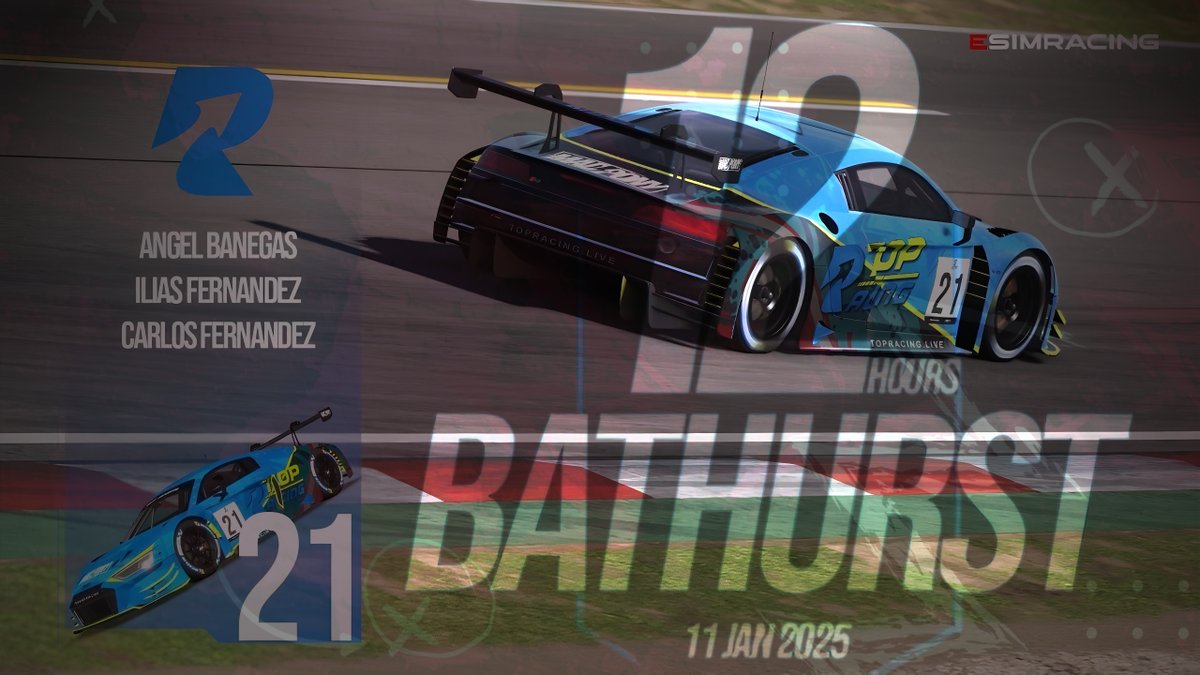 Tenemos un día largo por delante 12H Bathurst.

Toca apoyar al equipo en pista, no tengais duda, lo darán todo y como bien sabeis... la montaña dictará sentencia.

◼️Ángel Banegas <a href="/iNegasMC/">Ángel Banegas</a>
◼️Ilias Fernández <a href="/ilicssss/">ilicsssss</a>
◼️Carlos Fernández <a href="/CarlosFdezExpo/">Carlos Fernández 🏁</a>

Podeis seguir la carrera a