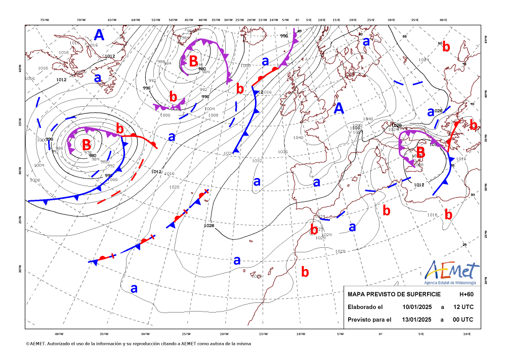 crballesteros's tweet photo. #ClimaEnMapas. Mapas de superficie previstos para H+48, H+60 y H+72, obtenidos de #AemetOpenData.
https://t.co/IsdPiSLh3e https://t.co/dx83uFQKTT