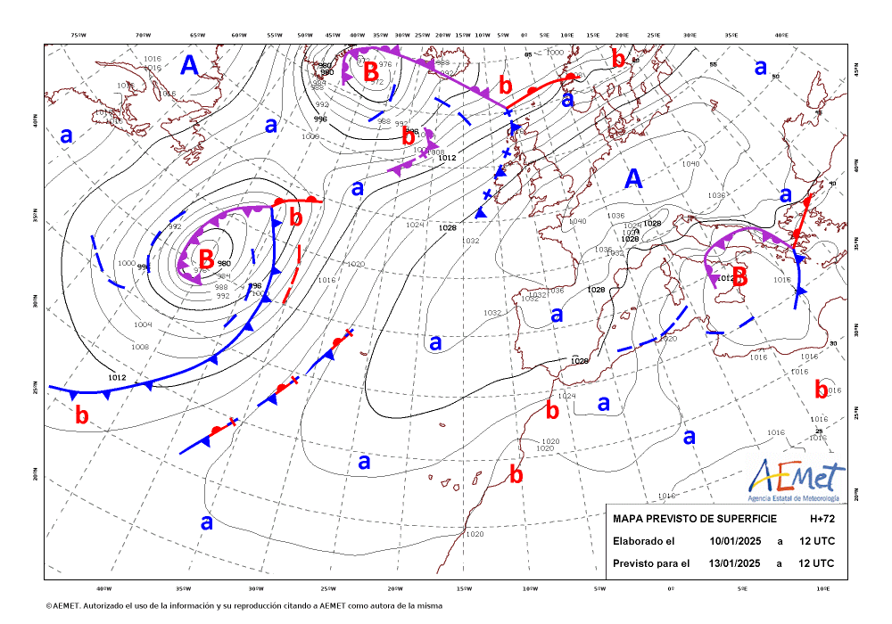 crballesteros's tweet photo. #ClimaEnMapas. Mapas de superficie previstos para H+48, H+60 y H+72, obtenidos de #AemetOpenData.
https://t.co/IsdPiSLh3e https://t.co/dx83uFQKTT