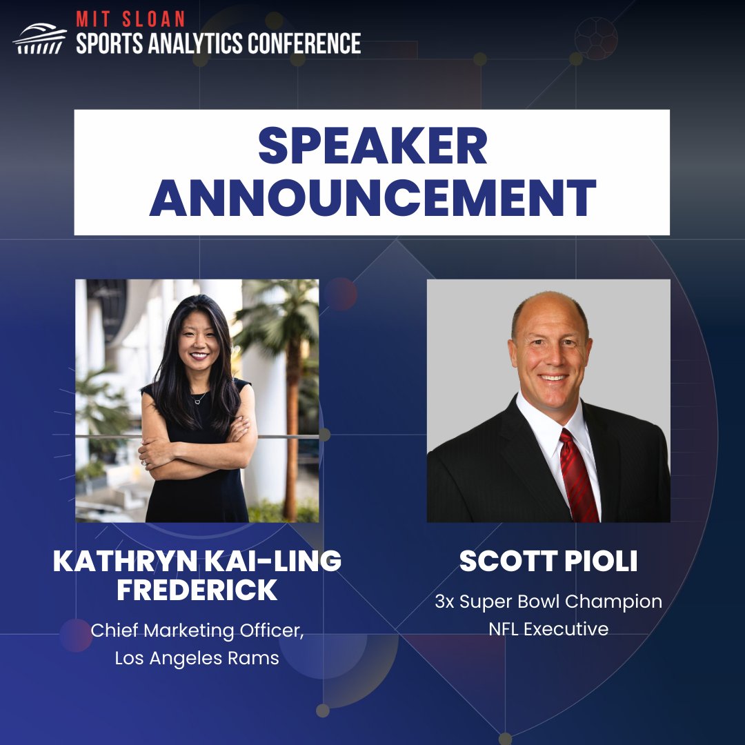 Sloan Sports Conf. (@sloansportsconf) on Twitter photo 🚨 Speaker Announcement Alert! 🚨
We're thrilled to introduce Kathryn Kai-ling Frederick and <a href="/scottpioli51/">Scott Pioli</a> are joining us at the Sloan Sports Analytics Conference!
Ticket link in bio! 🚨 Speaker Announcement Alert! 🚨
We're thrilled to introduce Kathryn Kai-ling Frederick and <a href="/scottpioli51/">Scott Pioli</a> are joining us at the Sloan Sports Analytics Conference!
Ticket link in bio!
