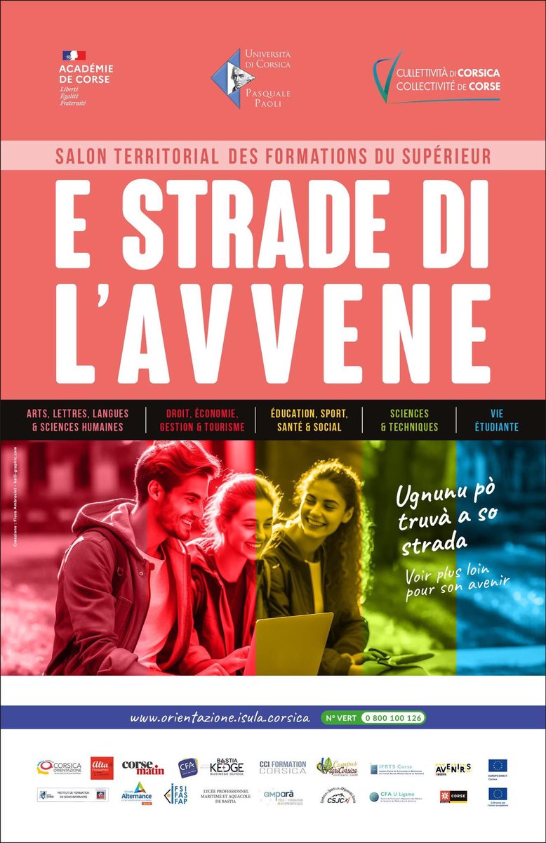 🌟 EVENT SALON ETUDIANT 🌟

Amparà Méditerranée Sup vous attend au Salon Post-bac "E stade di l'avenne" qui se tiendra à l'Université de Corse du 14 au 17 janvier ! 🎓✨

Venez nous retrouver pour découvrir nos formations allant du Bac+2 au Bac+5. #orientation #postbac