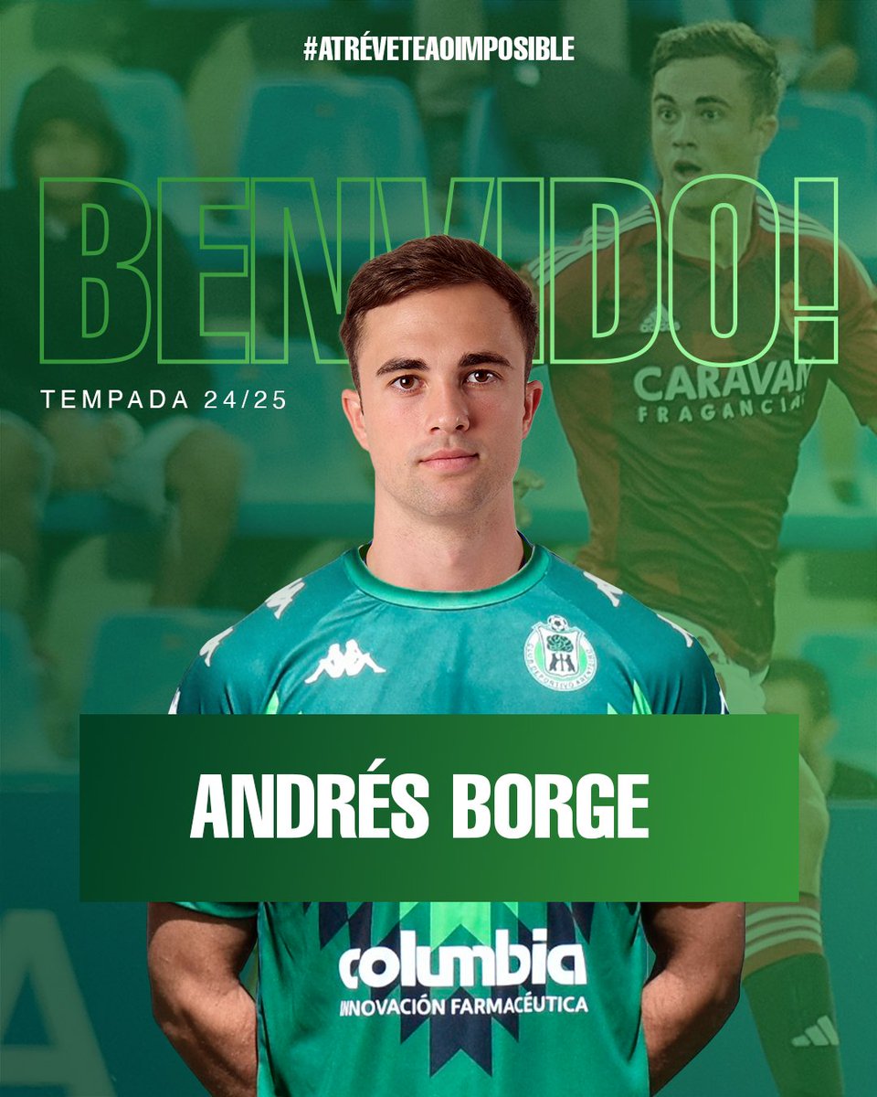 📢 FICHAXE 💚 Dámoslle a benvida a Andrés Borge, que se une ao C.D. Arenteiro procedente dunha cesión do Real Zaragoza.

Coñece máis a <a href="/borge_andres/">Andrés Borge Martin</a> 👇